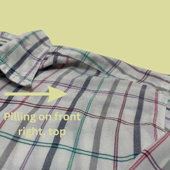 90s Levis shirt, vintage mens L plaid teal/purple casual button down - Picture 7 of 8